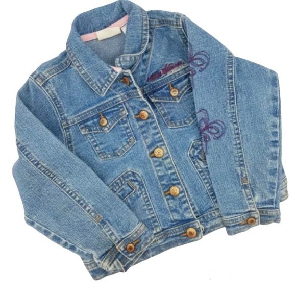 LEVI STRAUSS Signature Embroidered Purple Floral Flowers Denim Jacket Girls 4T - Picture 3 of 12